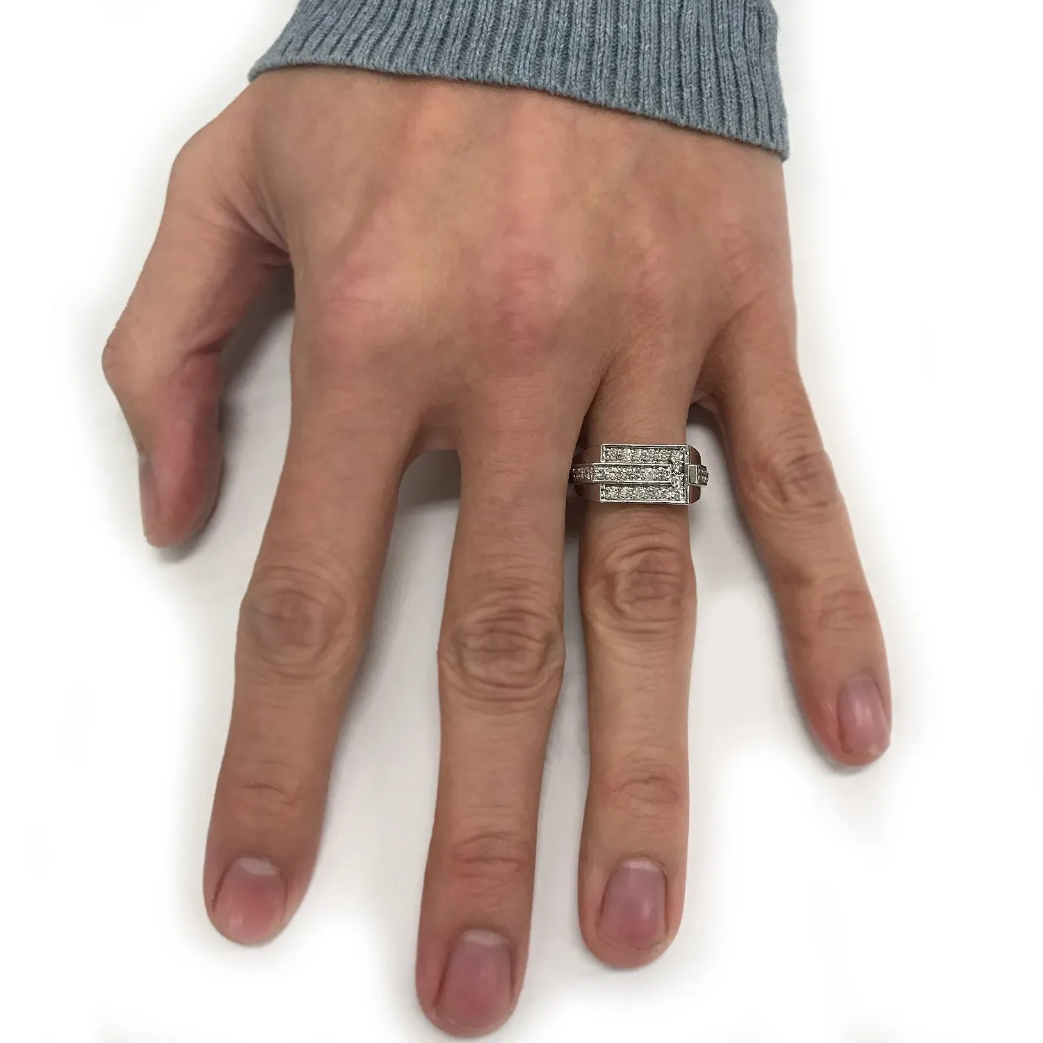 3/4ct Diamond Mens Wedding Ring 10k White Gold