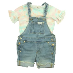 7 for all Mankind Girls Blue | Pink | Aqua Tie Dye Overall Shorts