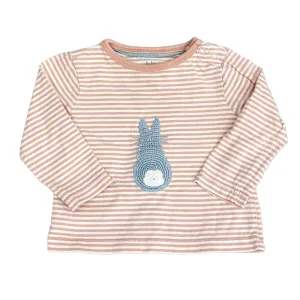 Boden Girls Pink Stripe | Blue Bunny Long Sleeve T-Shirt
