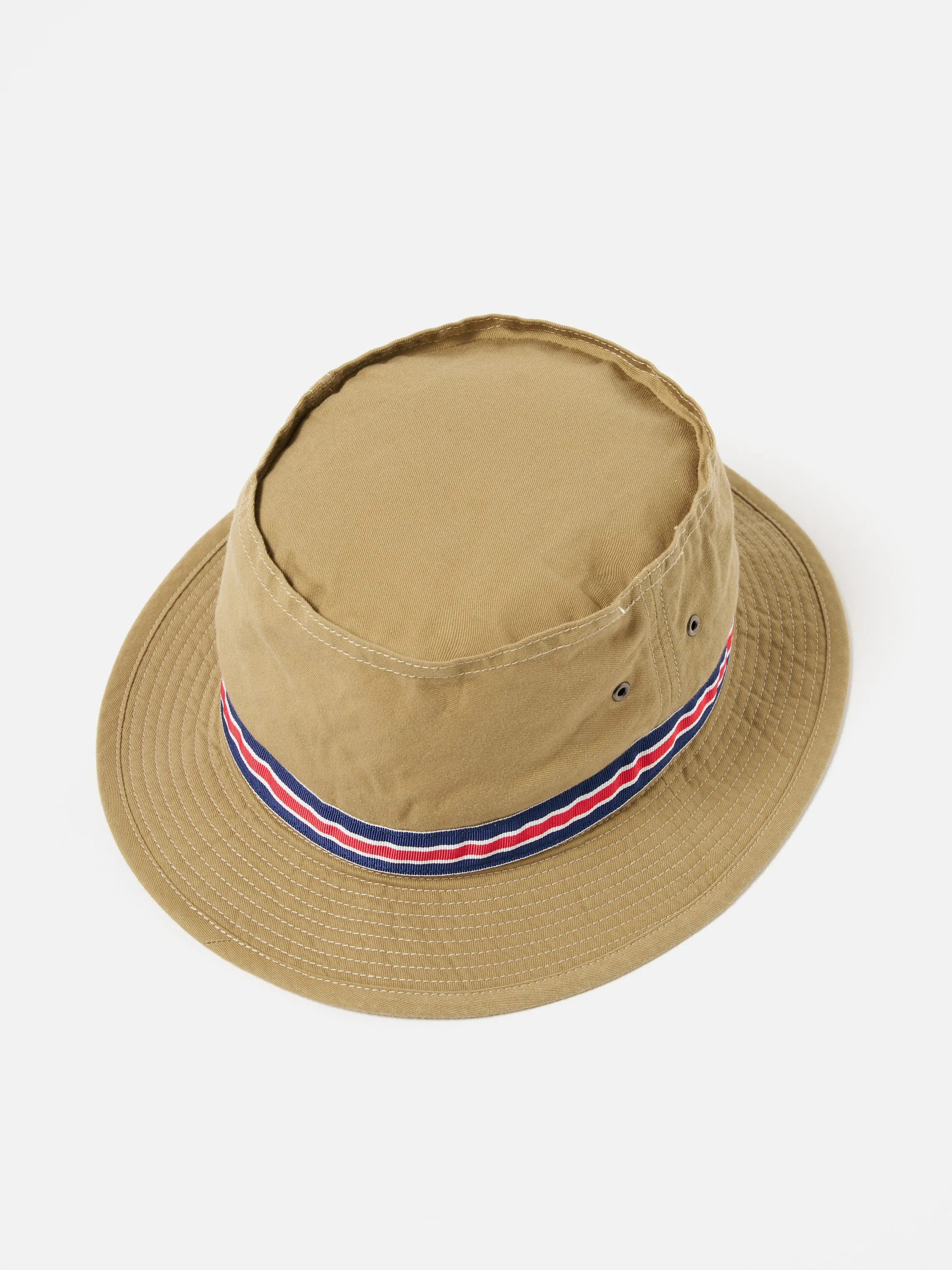 cableami® Loose Light Pork Pie Hat in Beige Chino Cotton