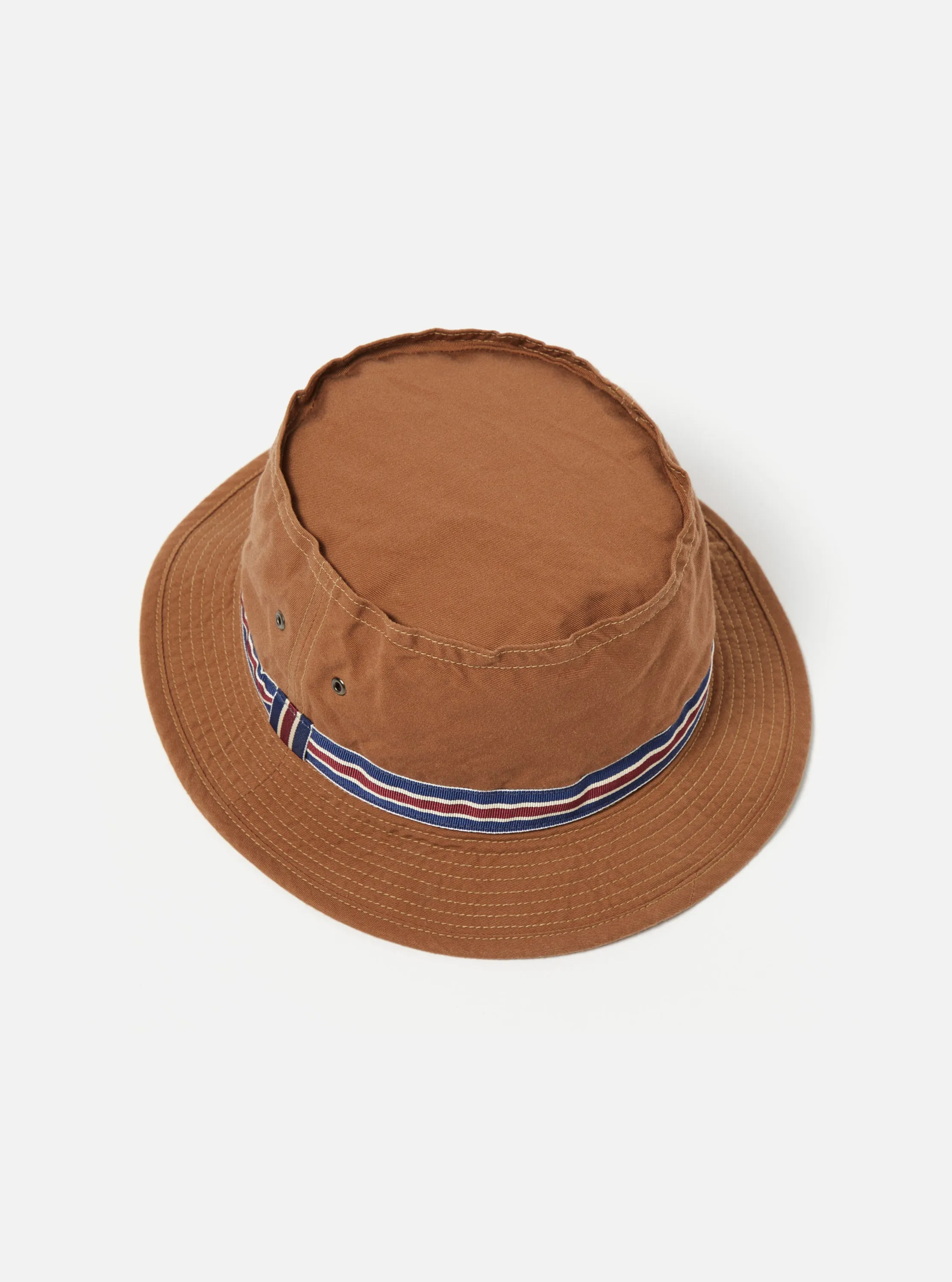 cableami® Loose Light Pork Pie Hat in Brown Chino Cotton