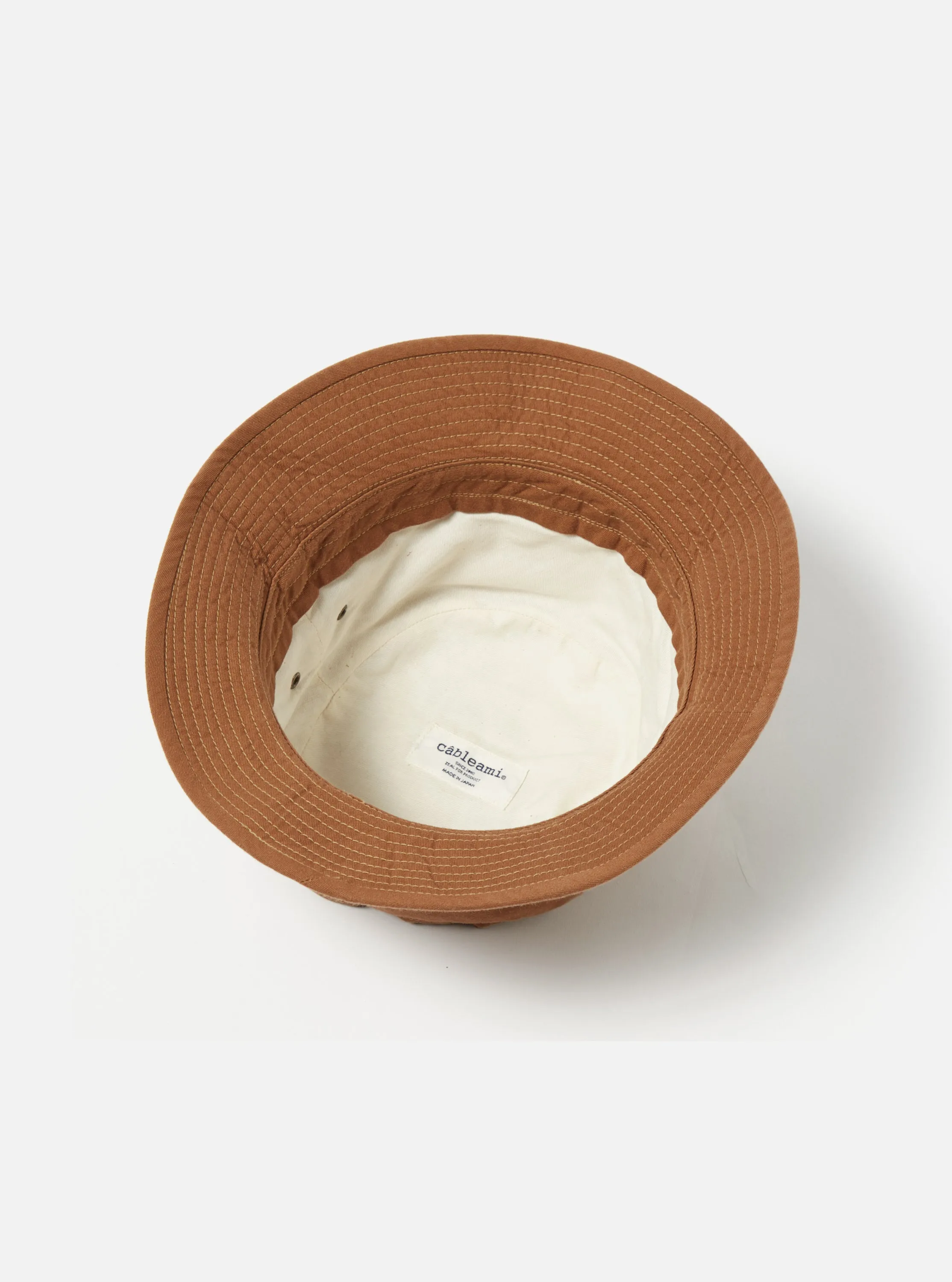 cableami® Loose Light Pork Pie Hat in Brown Chino Cotton