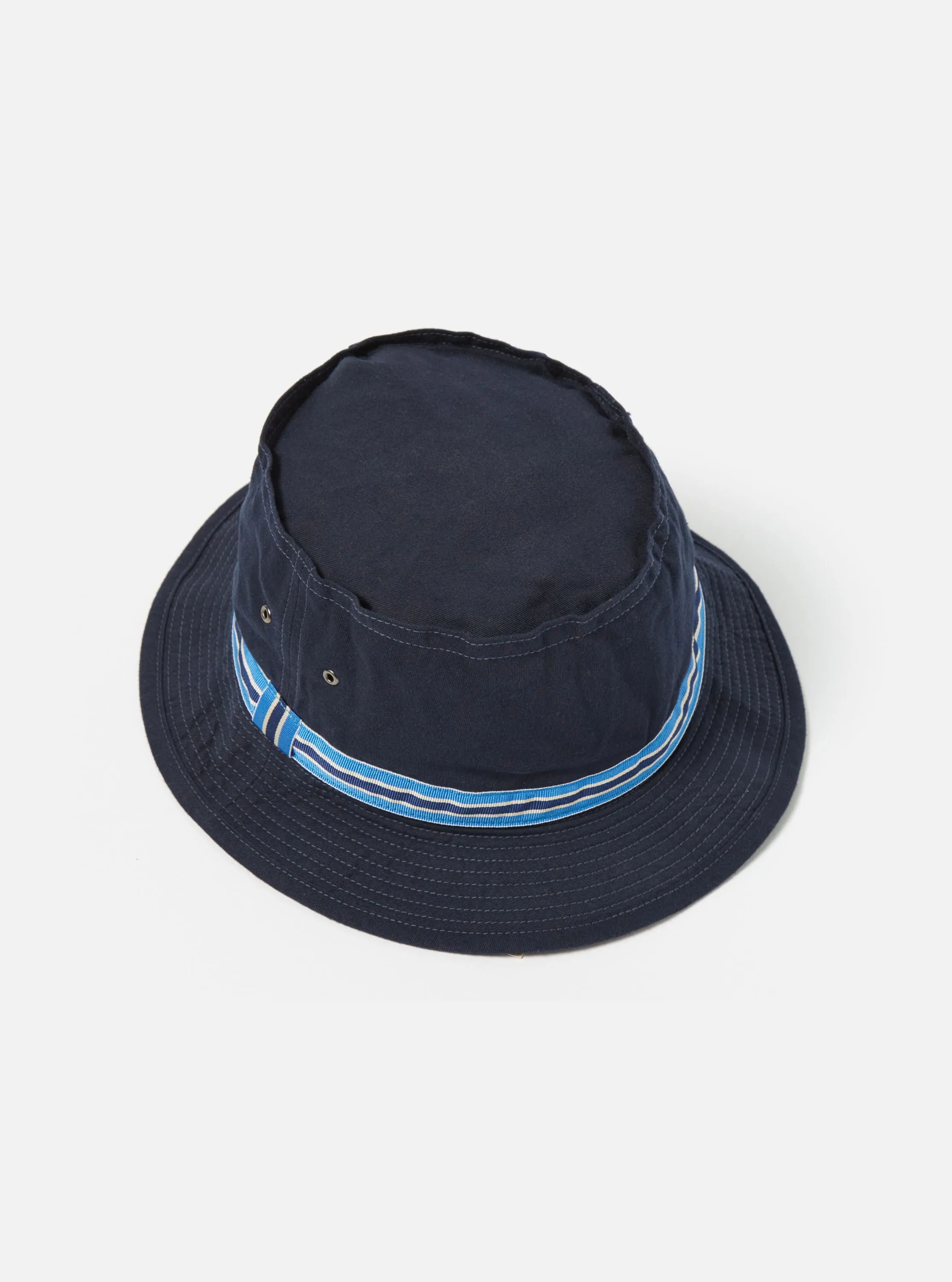 cableami® Loose Light Pork Pie Hat in Navy Chino Cotton