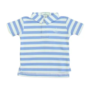 Classic Prep Boys Cornflower Blue | Bright White Polo Shirt Size: 9-12 Months