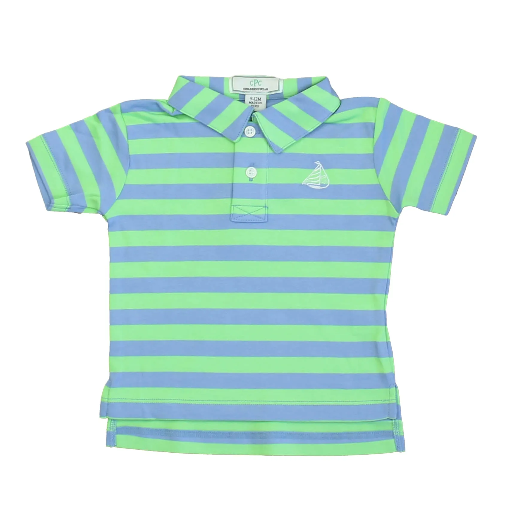 Classic Prep Boys Cornflower Blue | Summer Green Polo Shirt Size: 9-12 Months