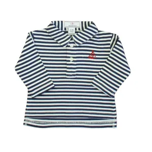 Classic Prep Boys Navy | Bright White | Red Rugby Shirt Size: 6-9 Months