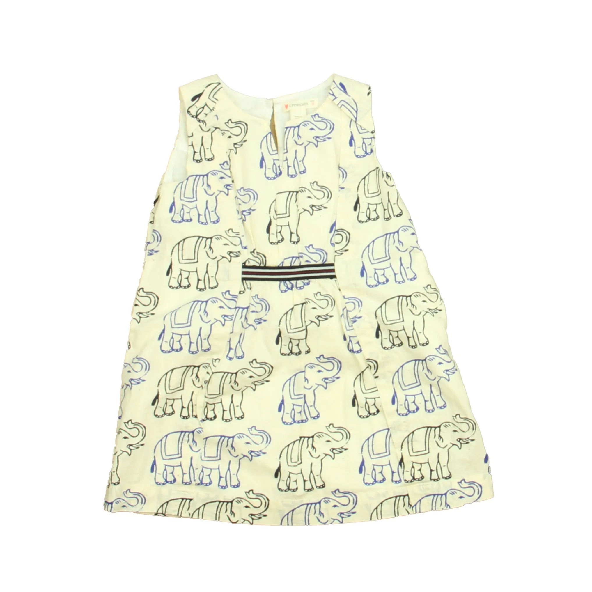 Crewcuts Girls White | Blue | Black Elephants Dress