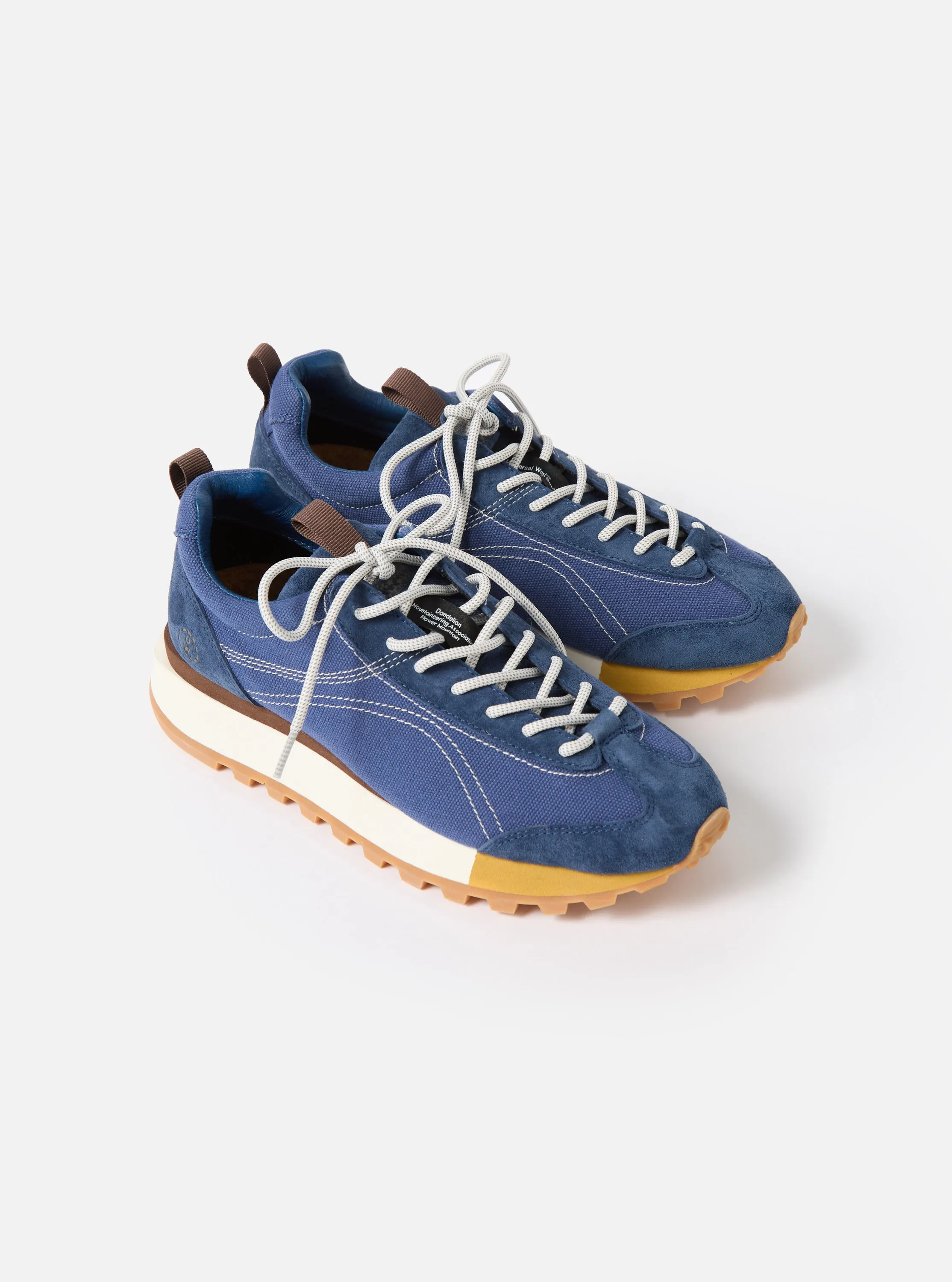 Flower Mountain x Universal Works Asuka in Navy/Brown Suede/Cotton Canvas