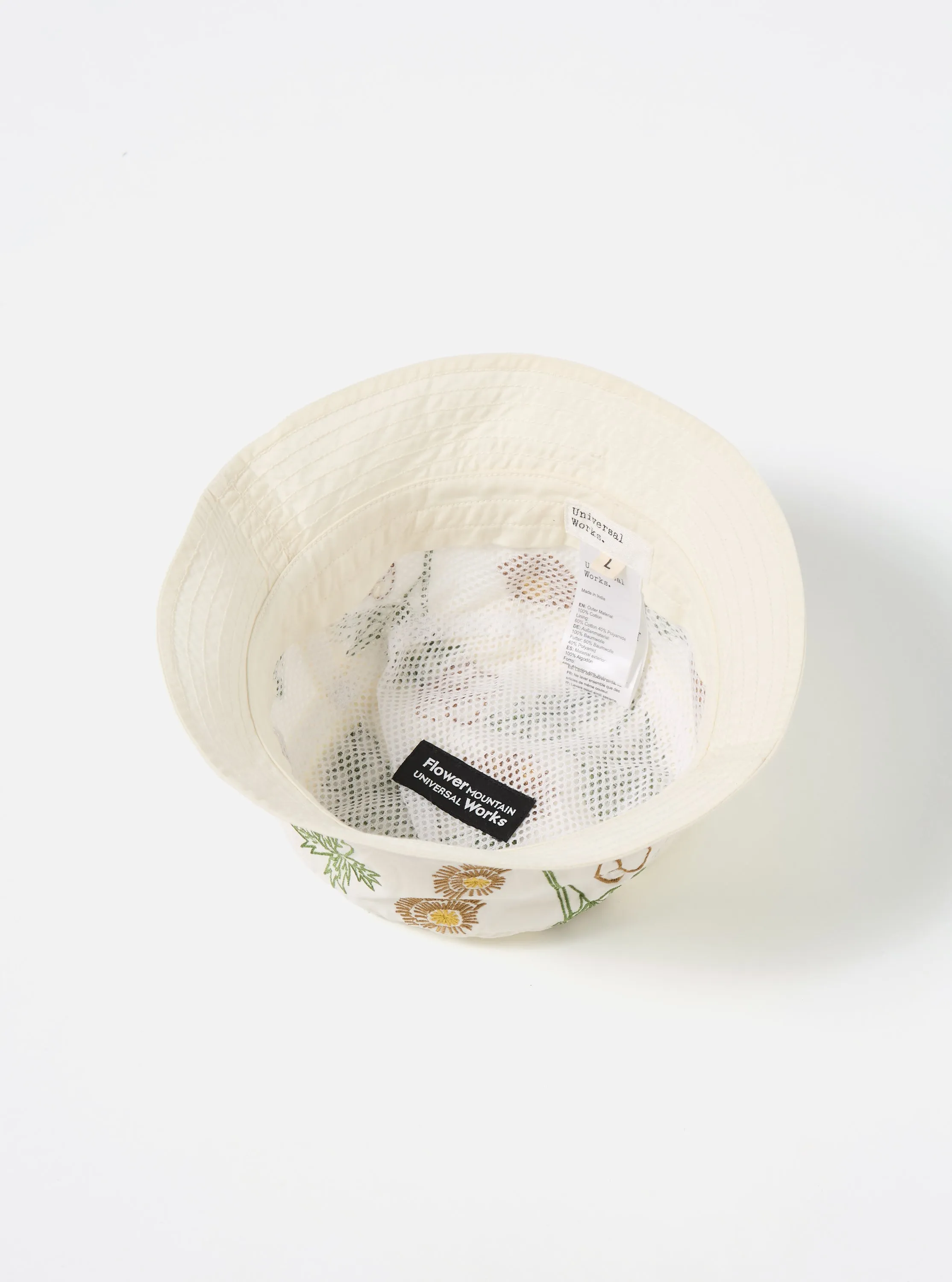 Flower Mountain x Universal Works Beach Hat in Ecru Broadcloth