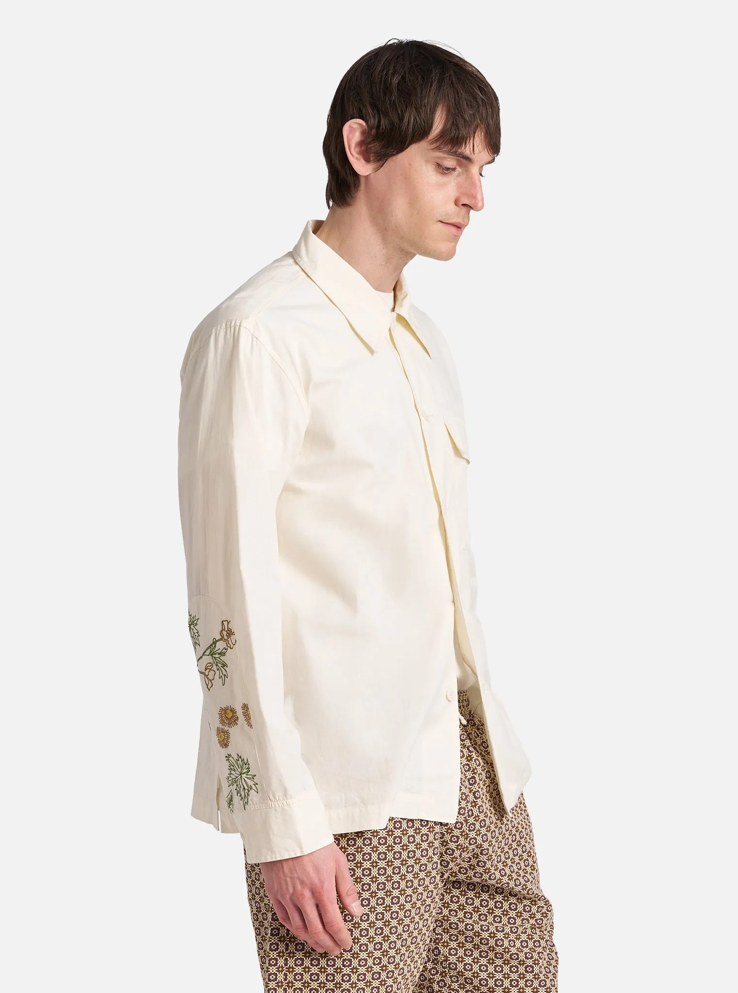 Flower Mountain x Universal Works Cruiser Shirt in Ecru Broadcloth
