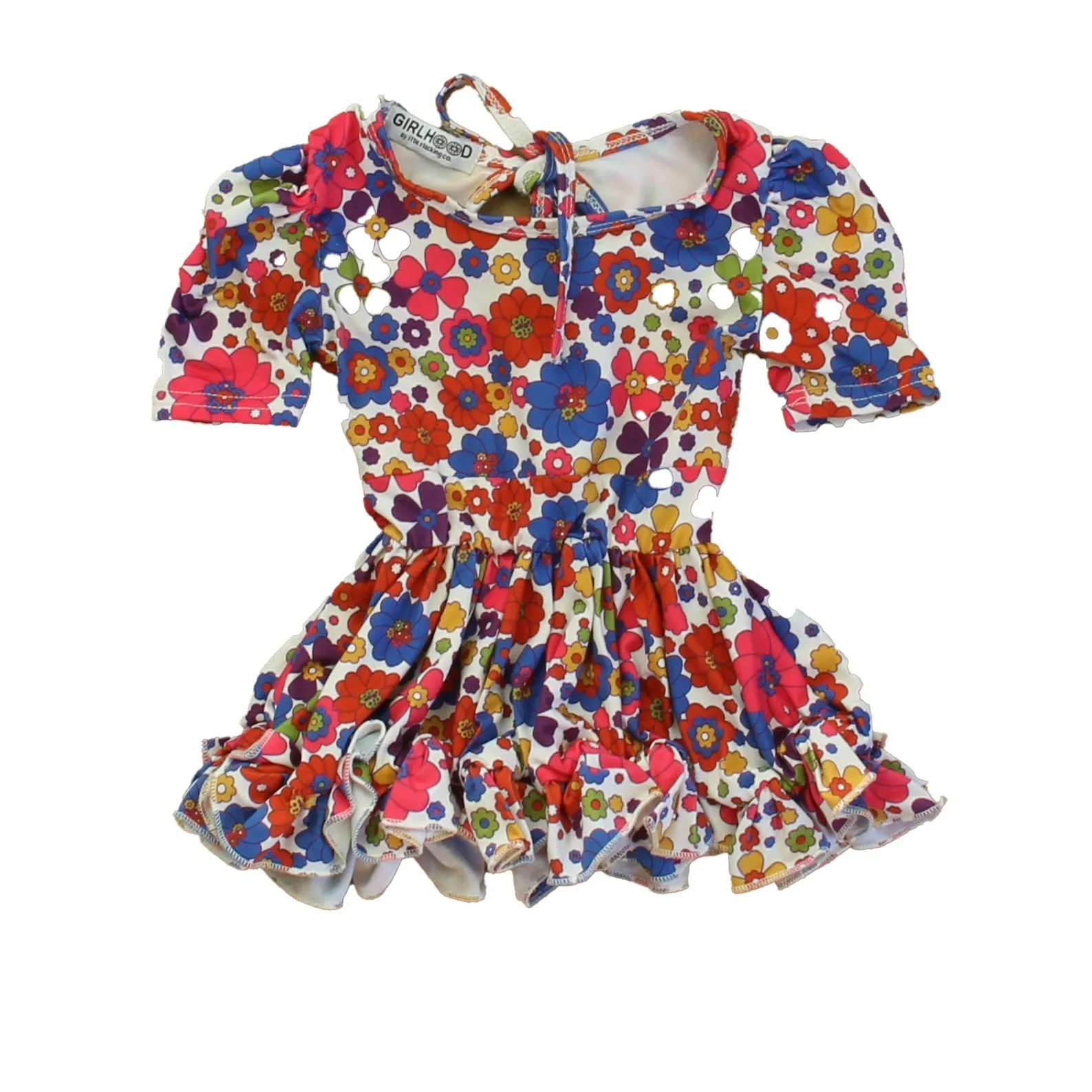 GirlHood Girls Red | Blue Floral Dress