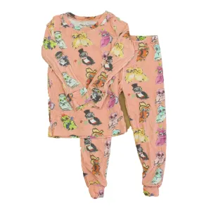 Gracyn Sky Girls Pink Owls 2-piece Pajamas