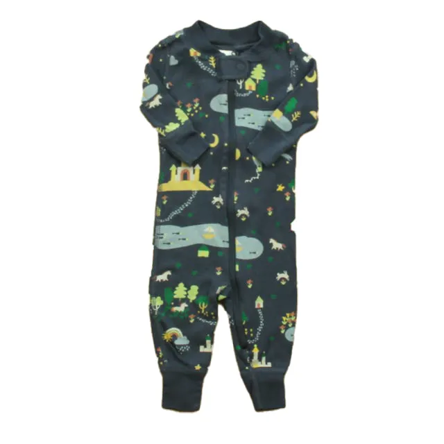Hanna Andersson Boys Blue | Gray 1-piece Non-footed Pajamas