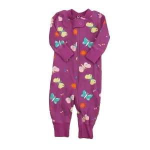 Hanna Andersson Girls Purple Butterflies 1-piece Non-footed Pajamas