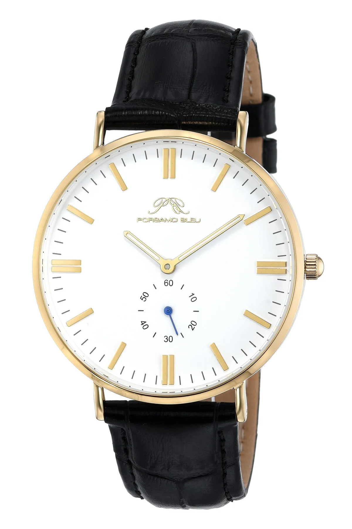 Henry Men's Leather Gold, Black and White Watch