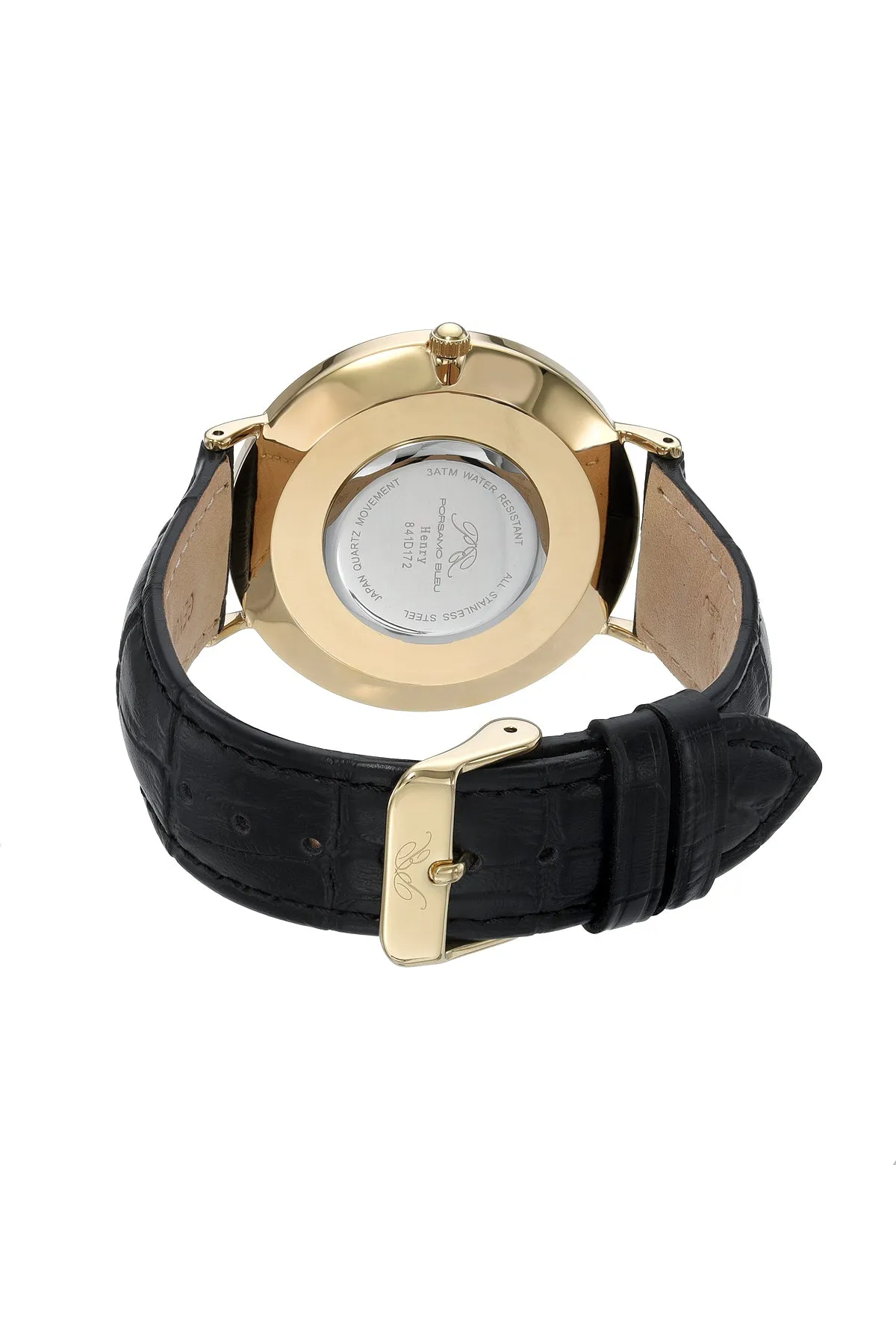Henry Men's Leather Gold, Black and White Watch