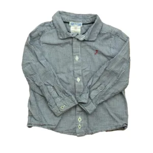 Jacadi Boys Navy Check Button Down Long Sleeve