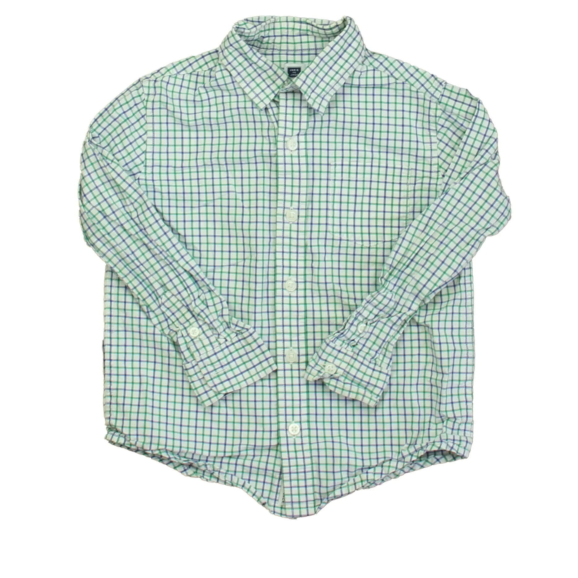 Janie and Jack Boys Blue | Green | White Button Down Long Sleeve