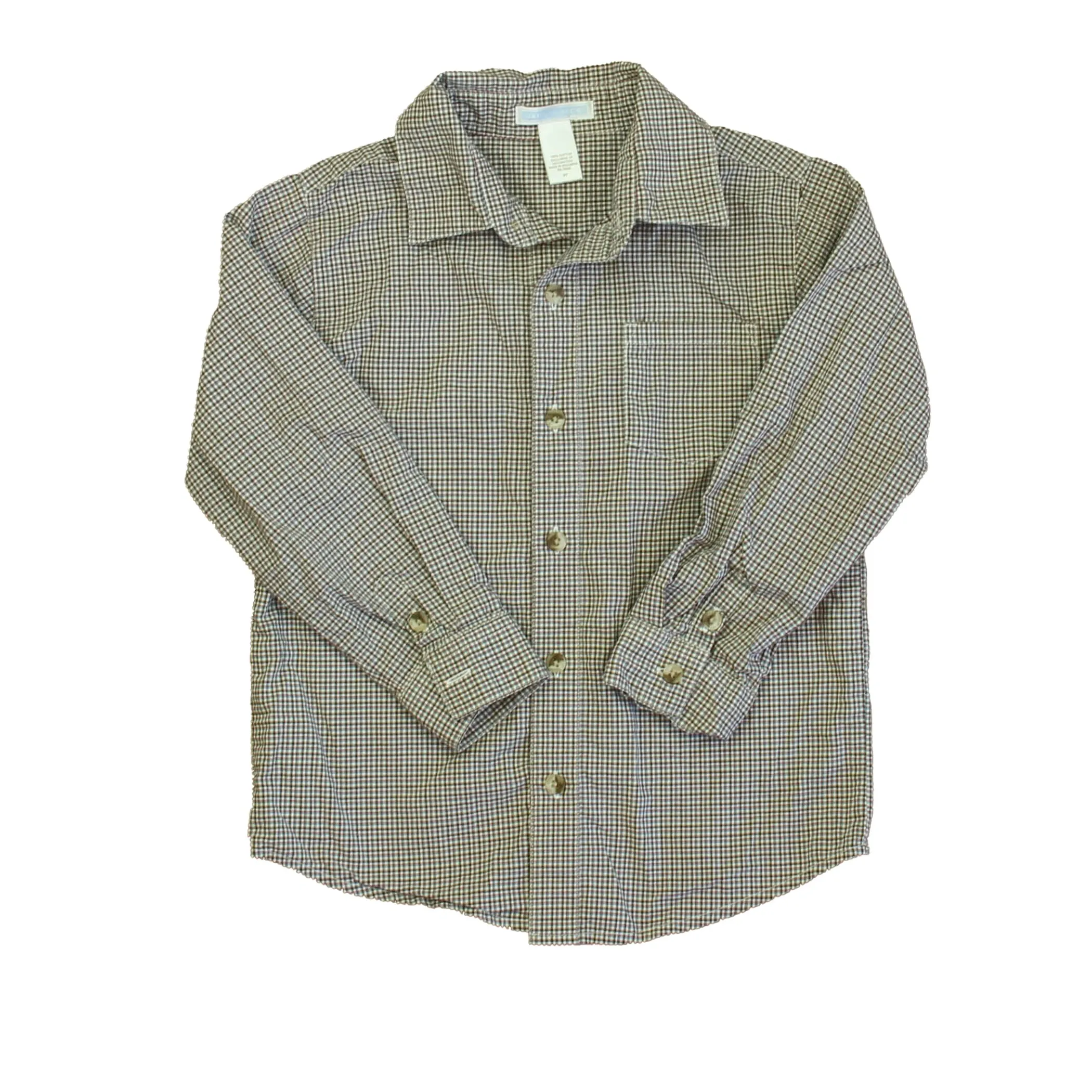 Janie and Jack Boys Brown Plaid Button Down Long Sleeve