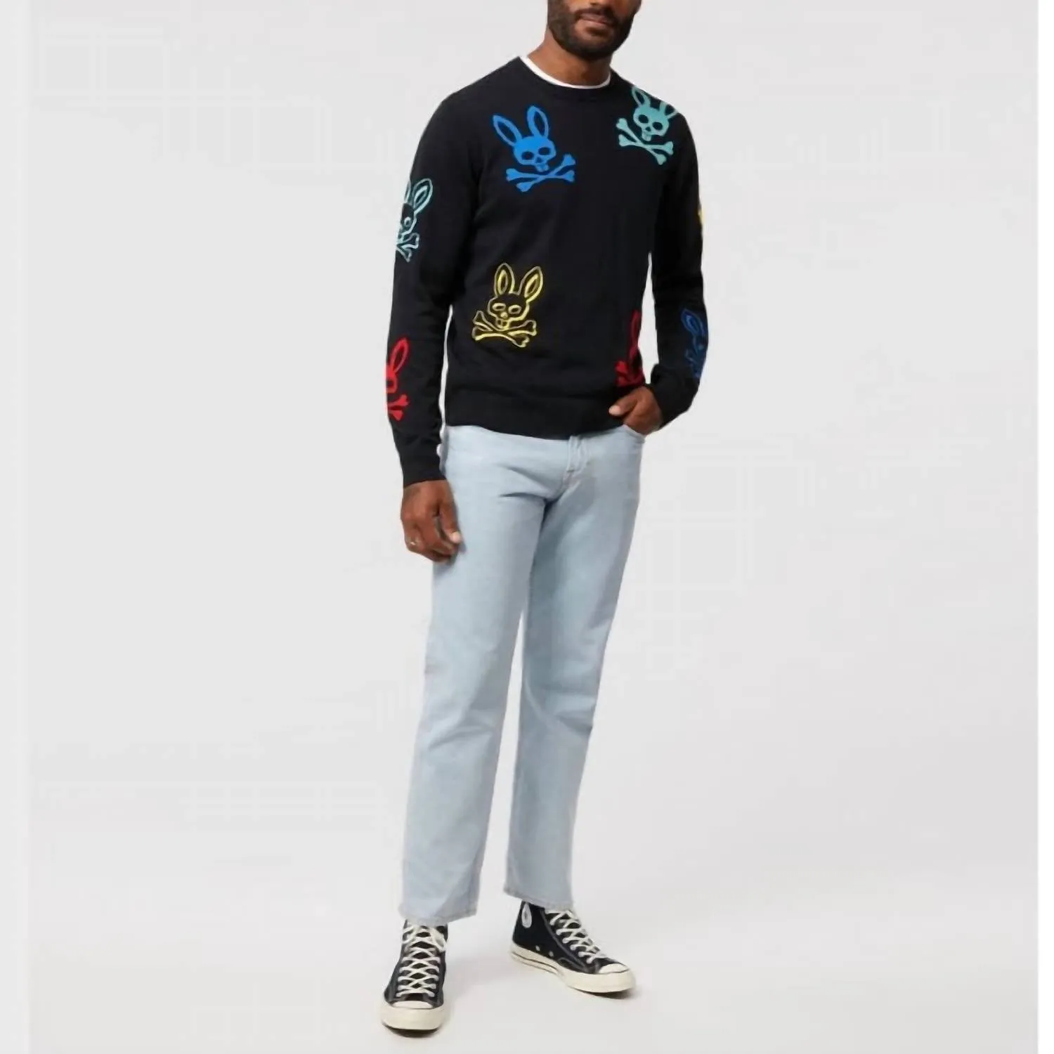 Lacomb All Over Bunny Sweater In Black