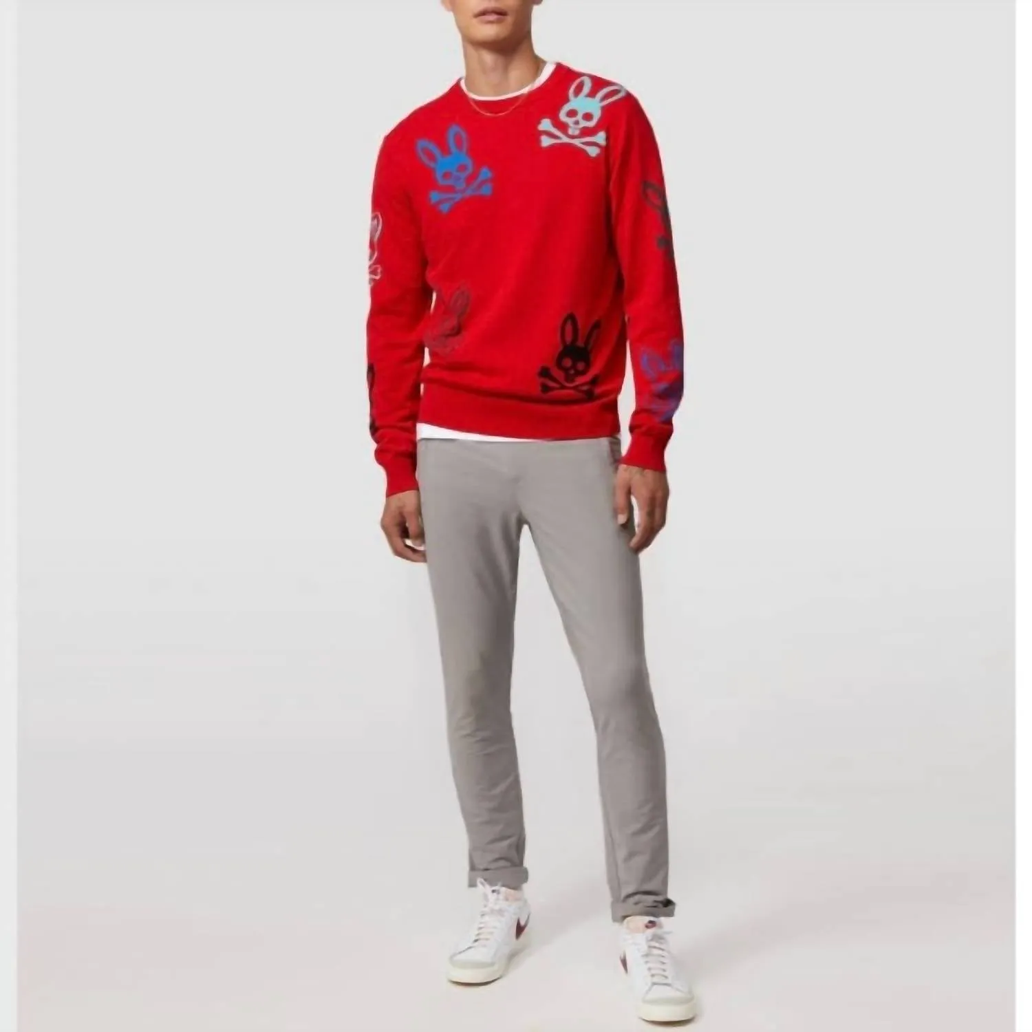 Men's Lacomb All Over Bunny Sweater In Red