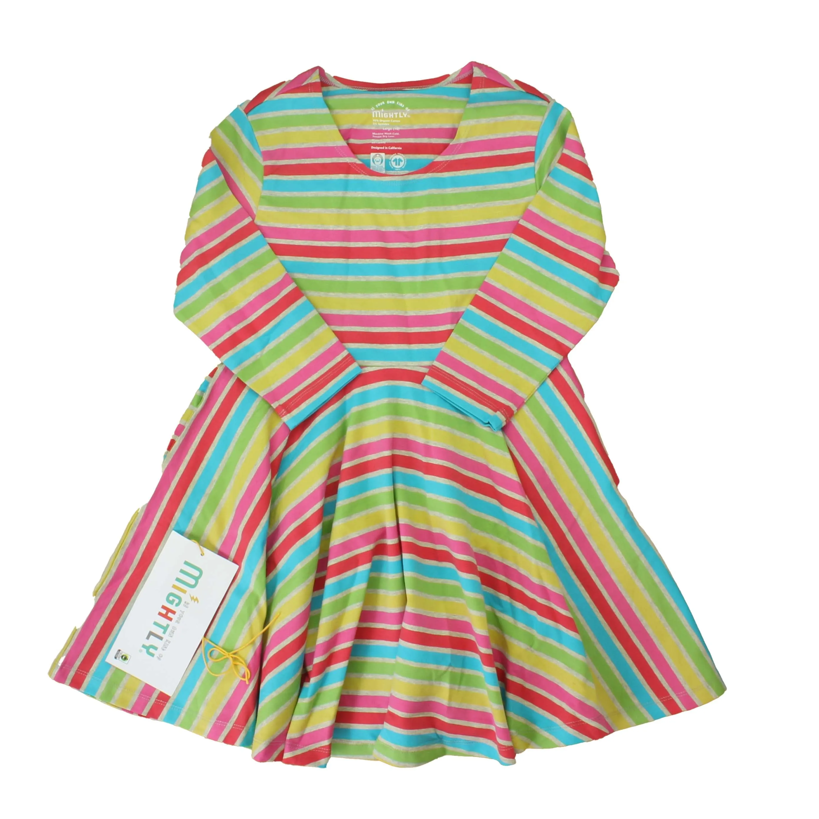 Mightly Girls Grey | Multi | Stripes Dress