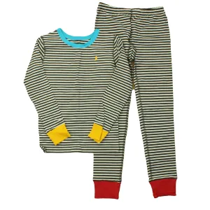 Mightly Unisex Black | White | Stripes | Red | Turquoise | Yellow 2-piece Pajamas