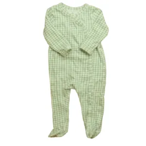 Nordstrom Boys Green Check 1-piece footed Pajamas