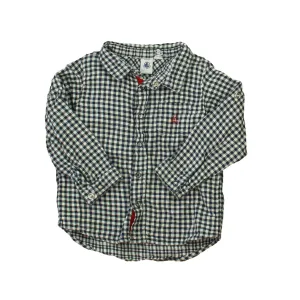 Petit Bateau Boys Blue | White Button Down Long Sleeve