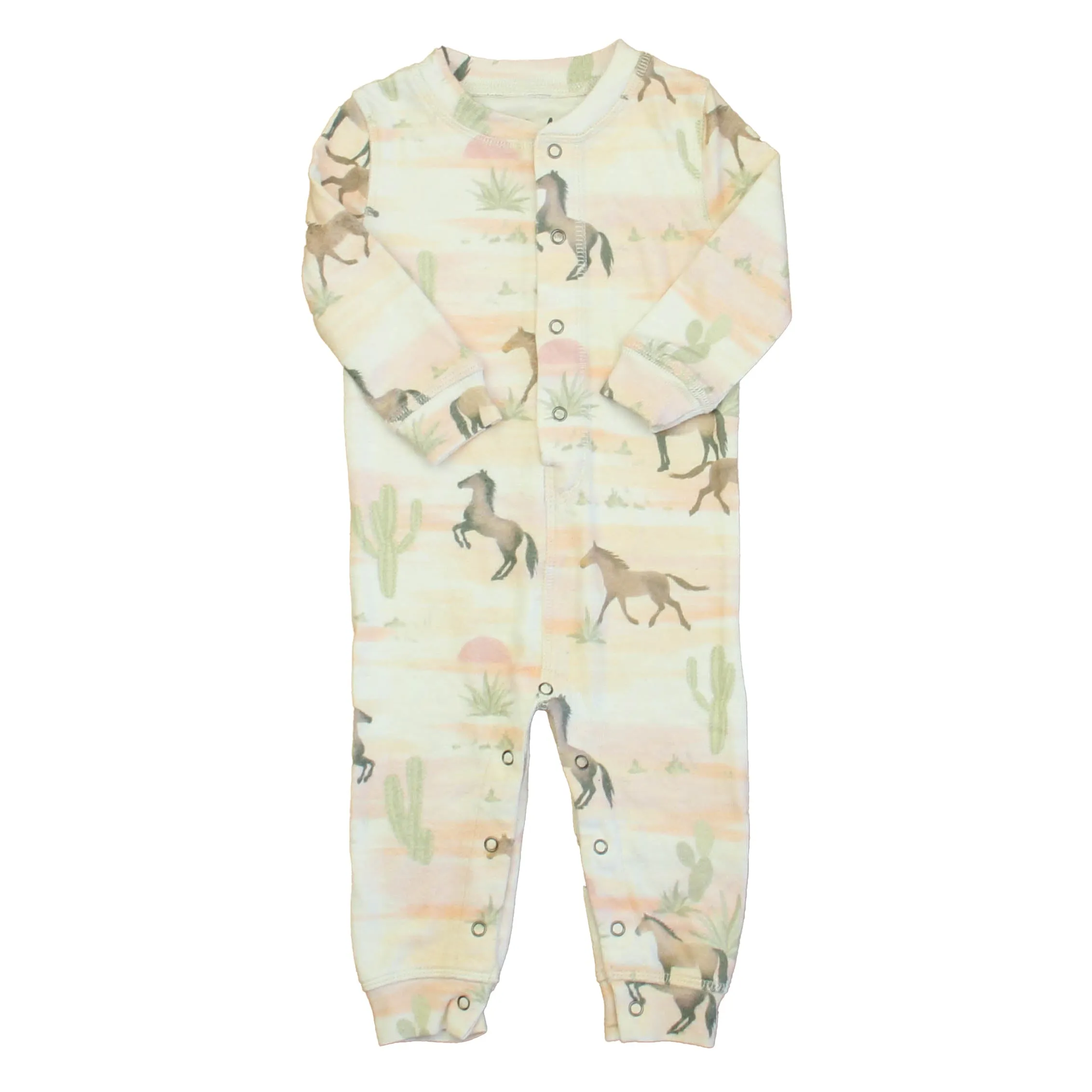 PJ Salvage Girls Pink Horses 1-piece Non-footed Pajamas
