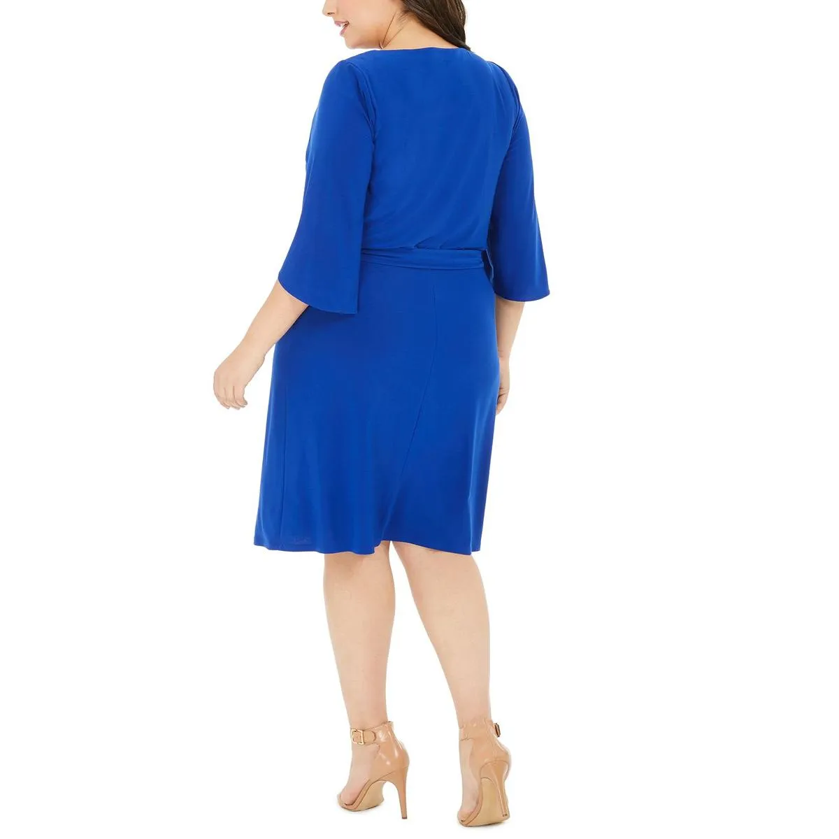 Plus Womens Tulip Sleeves Knee Fit & Flare Dress