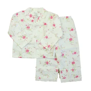 Powell Craft Girls White | Pink Floral 2-piece Pajamas