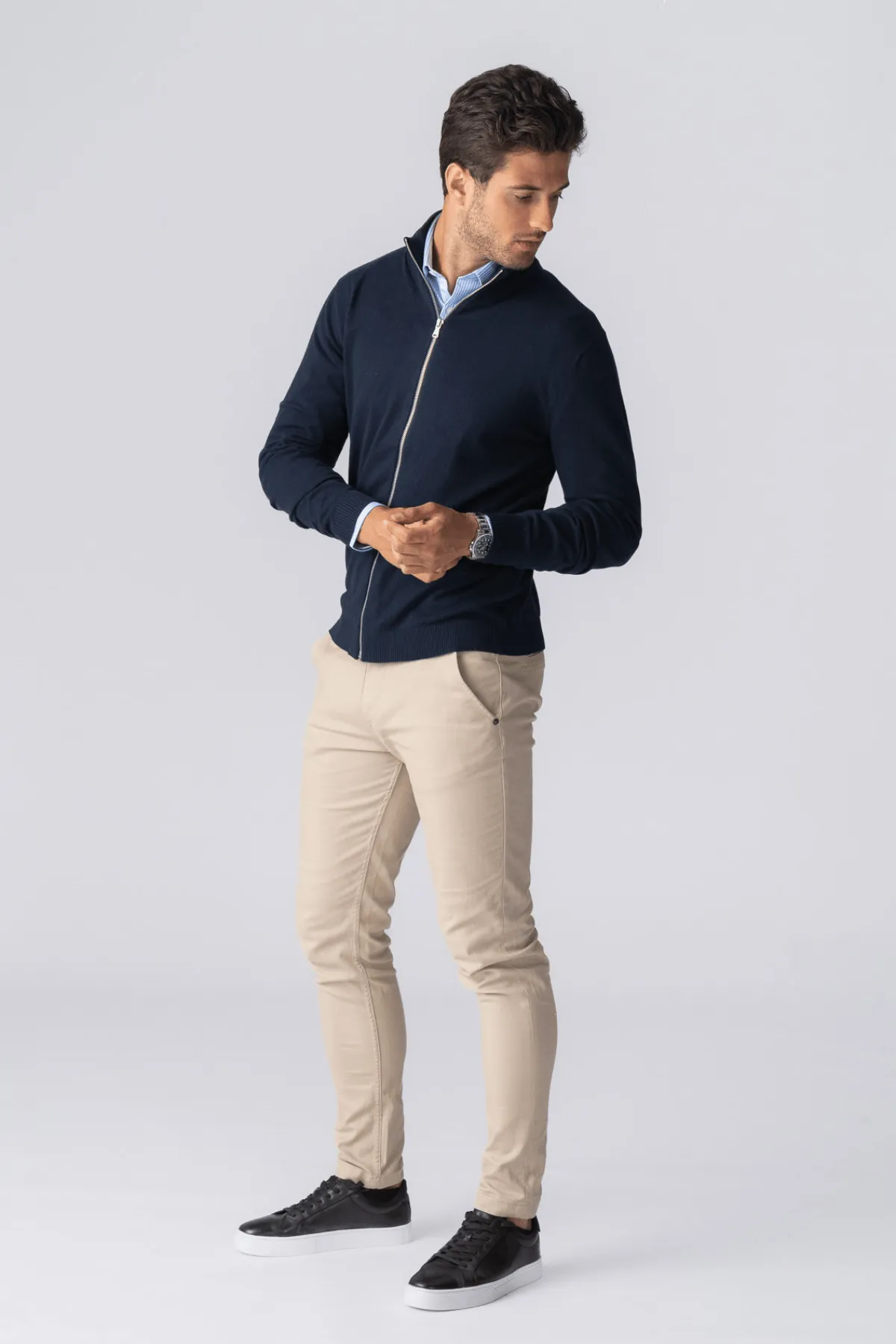 Pullover Zip Cardigan - Navy
