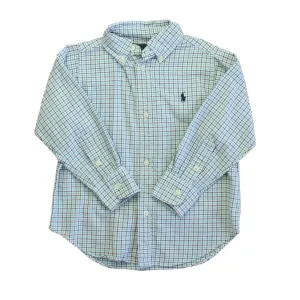 Ralph Lauren Boys Aqua | Black Plaid Button Down Long Sleeve
