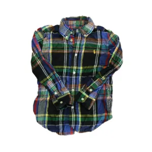 Ralph Lauren Boys Black | Blue Plaid Button Down Long Sleeve