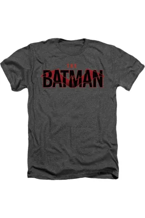 The Batman Logo With Red Bat Adult Heather Tee / T-Shirt