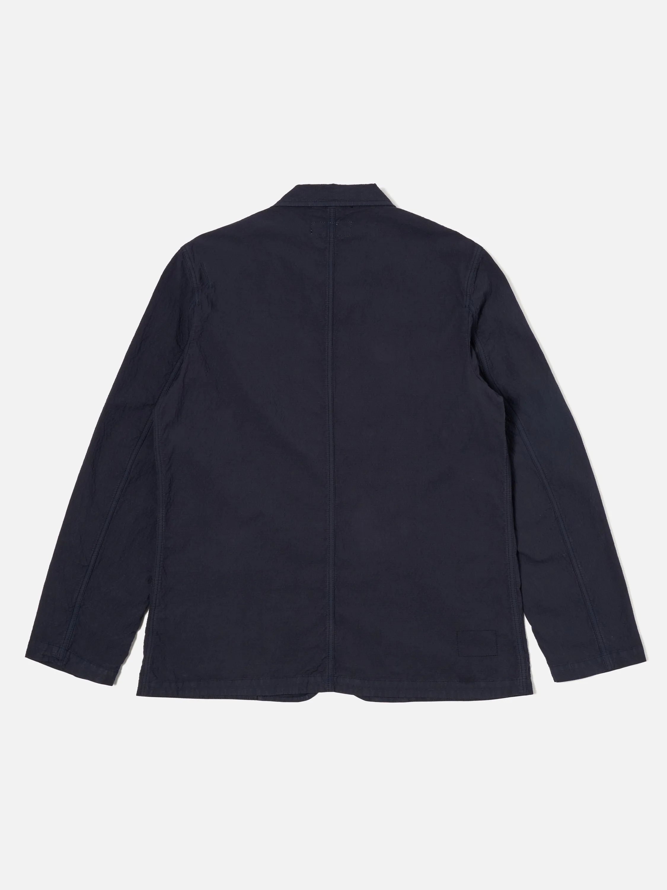 Universal Works Bakers Jacket in Navy Seersucker II
