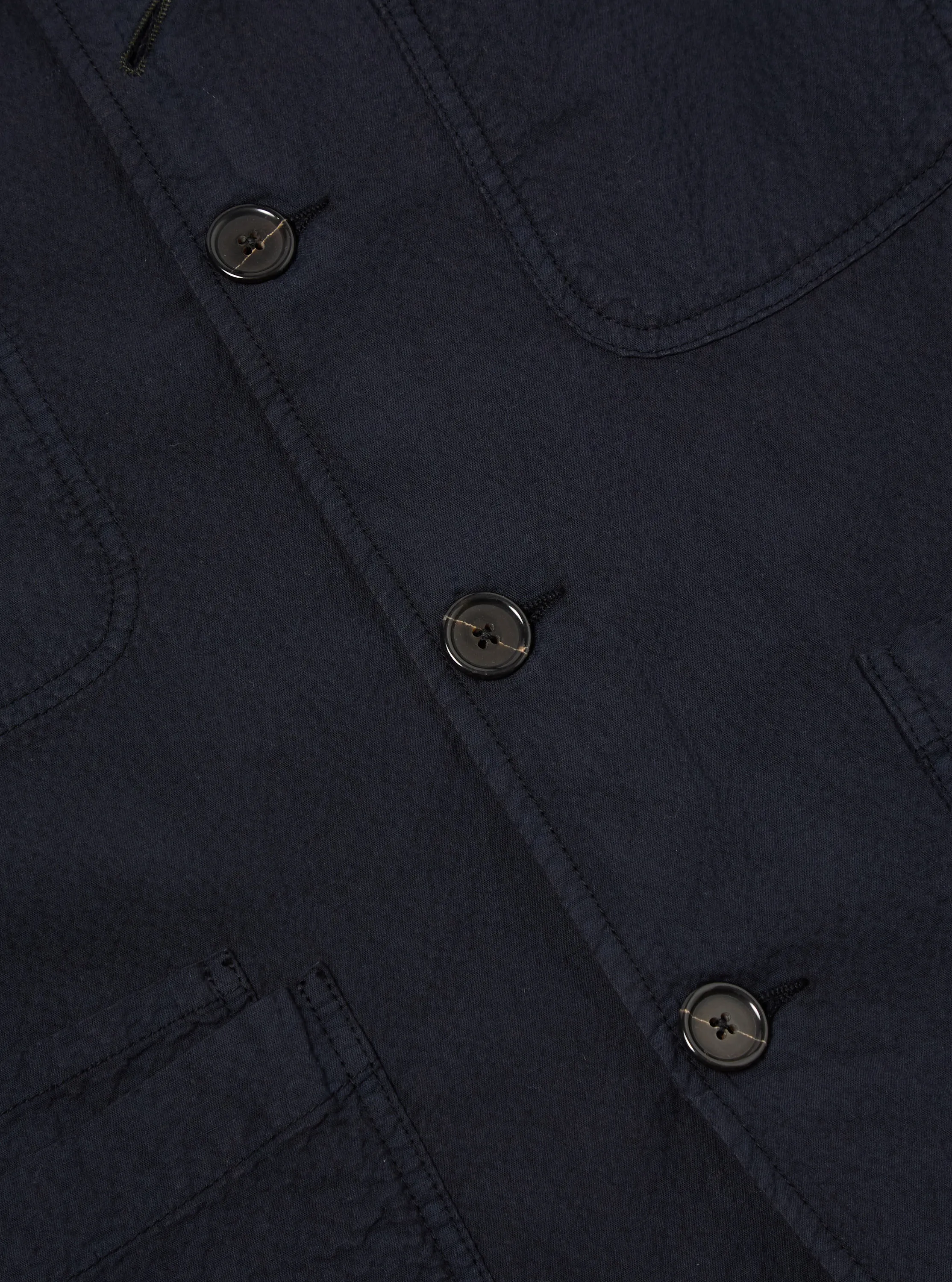 Universal Works Bakers Jacket in Navy Seersucker II