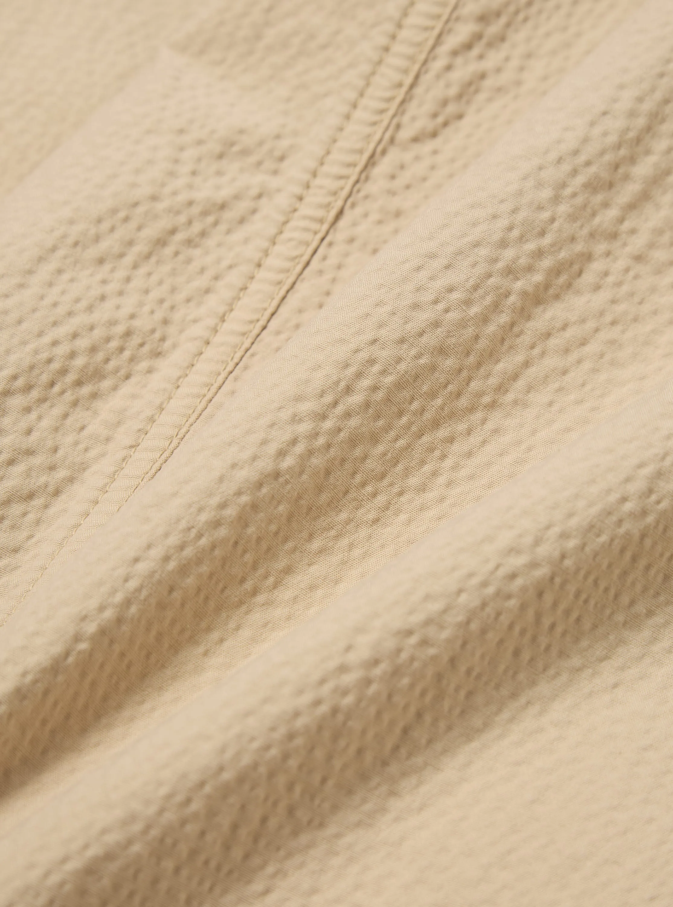 Universal Works Bakers Jacket in Sand Seersucker II