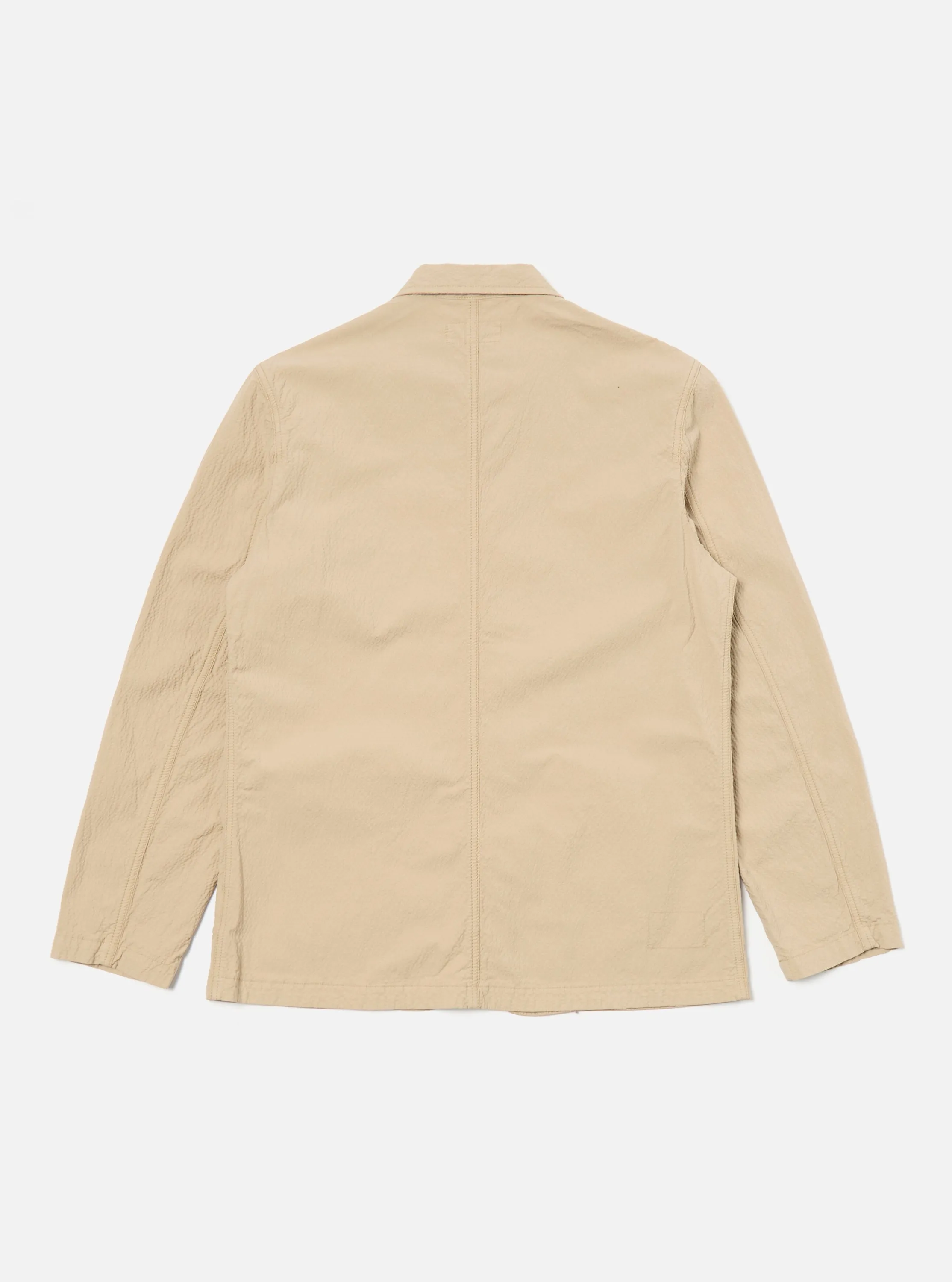 Universal Works Bakers Jacket in Sand Seersucker II