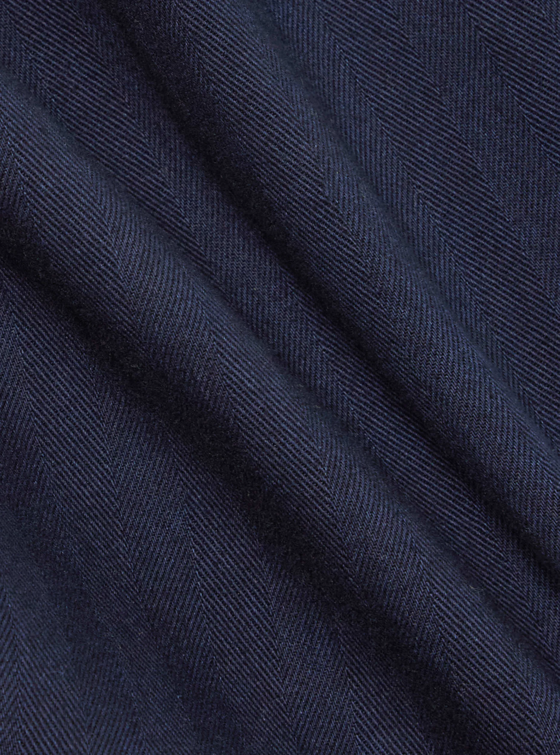 Universal Works Bakers Overshirt in Indigo Herringbone Denim