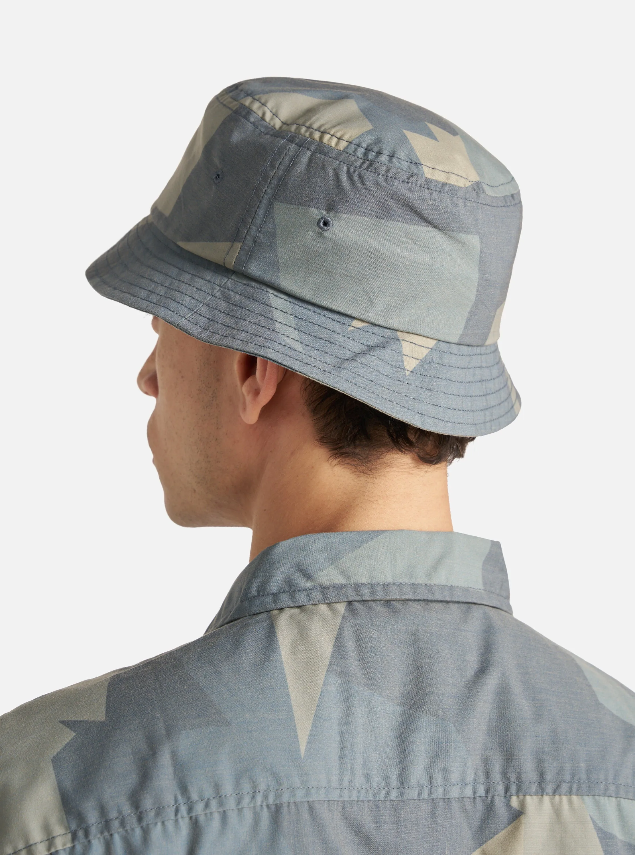 Universal Works Beach Hat in Blue Camo Printed Recycled Polytech