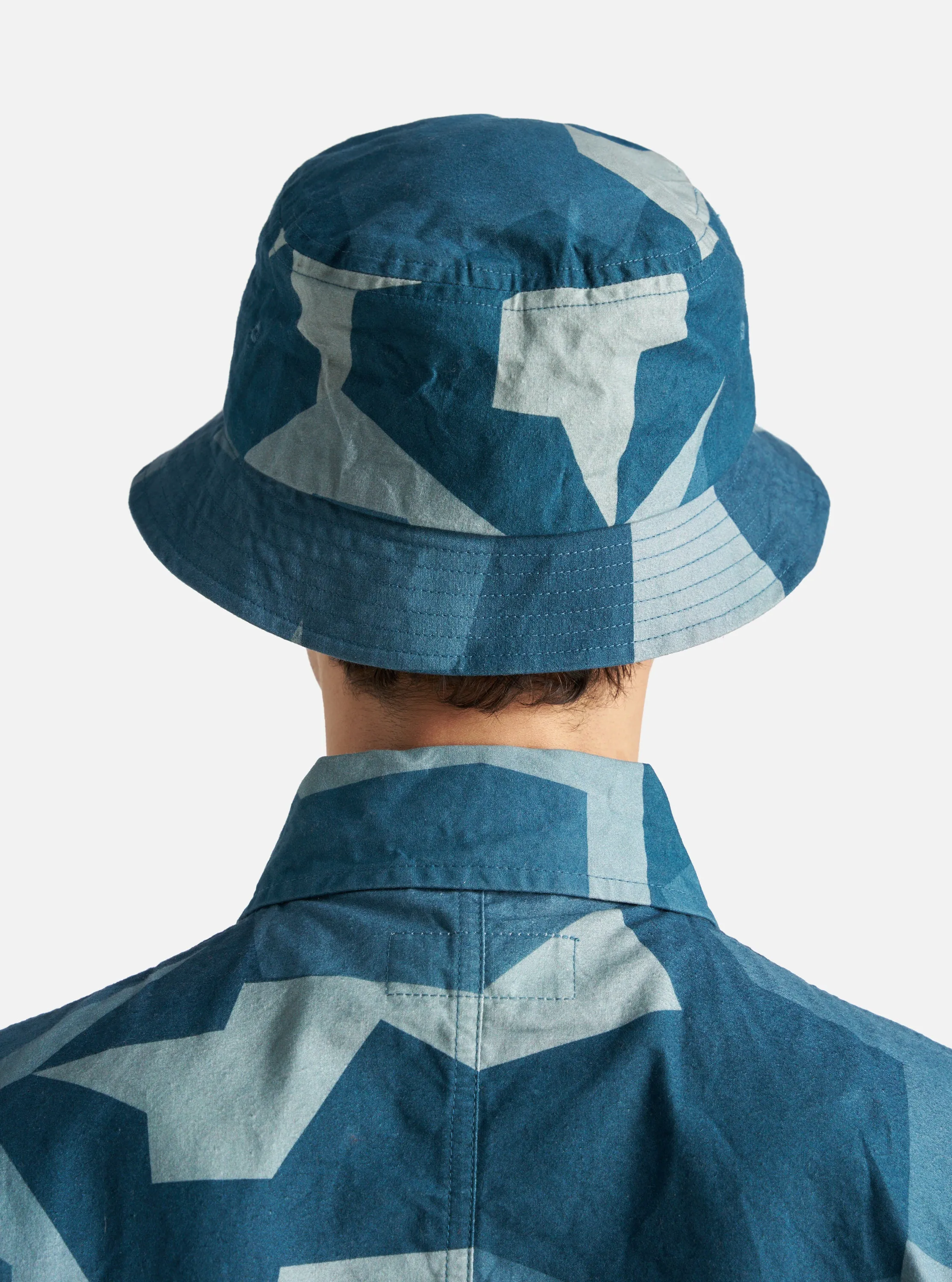 Universal Works Beach Hat in Blue Swedish Camo