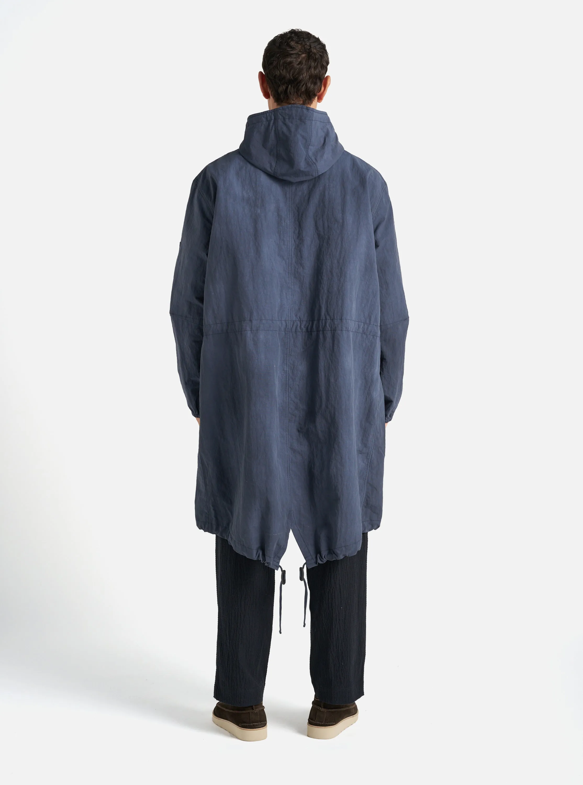 Universal Works Beach Parka in Navy Recycled Splash Nylon