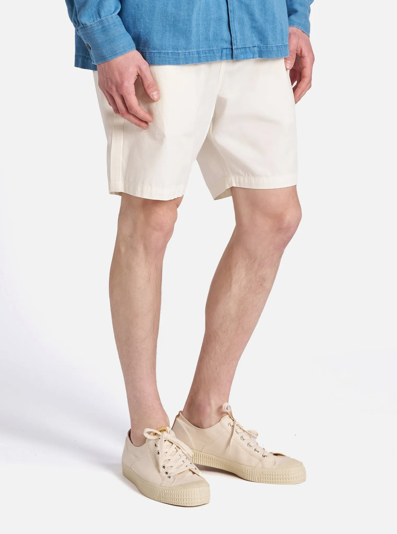 Universal Works Beach Short in Ecru Summer Canvas