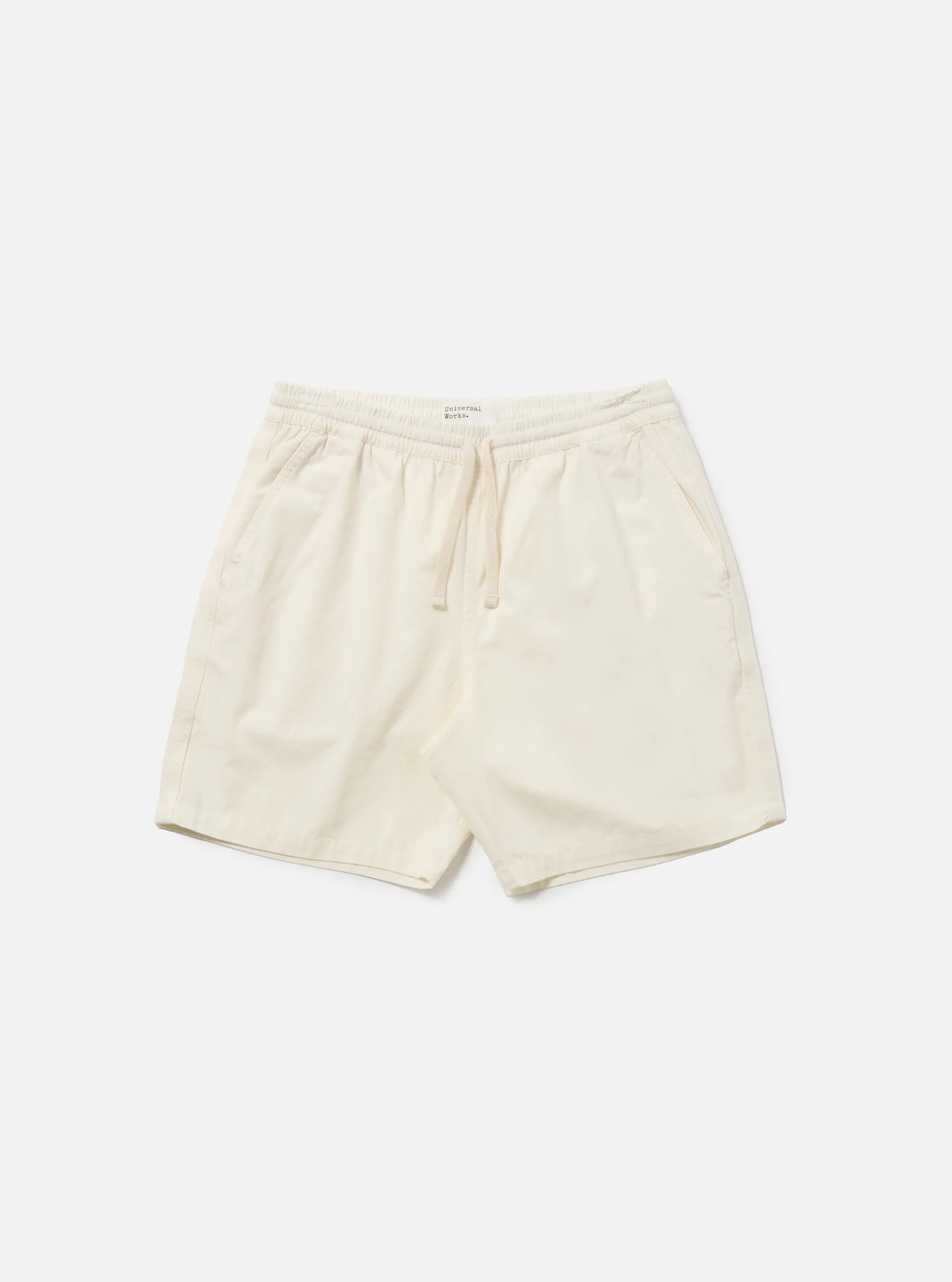 Universal Works Beach Short in Ecru Summer Canvas