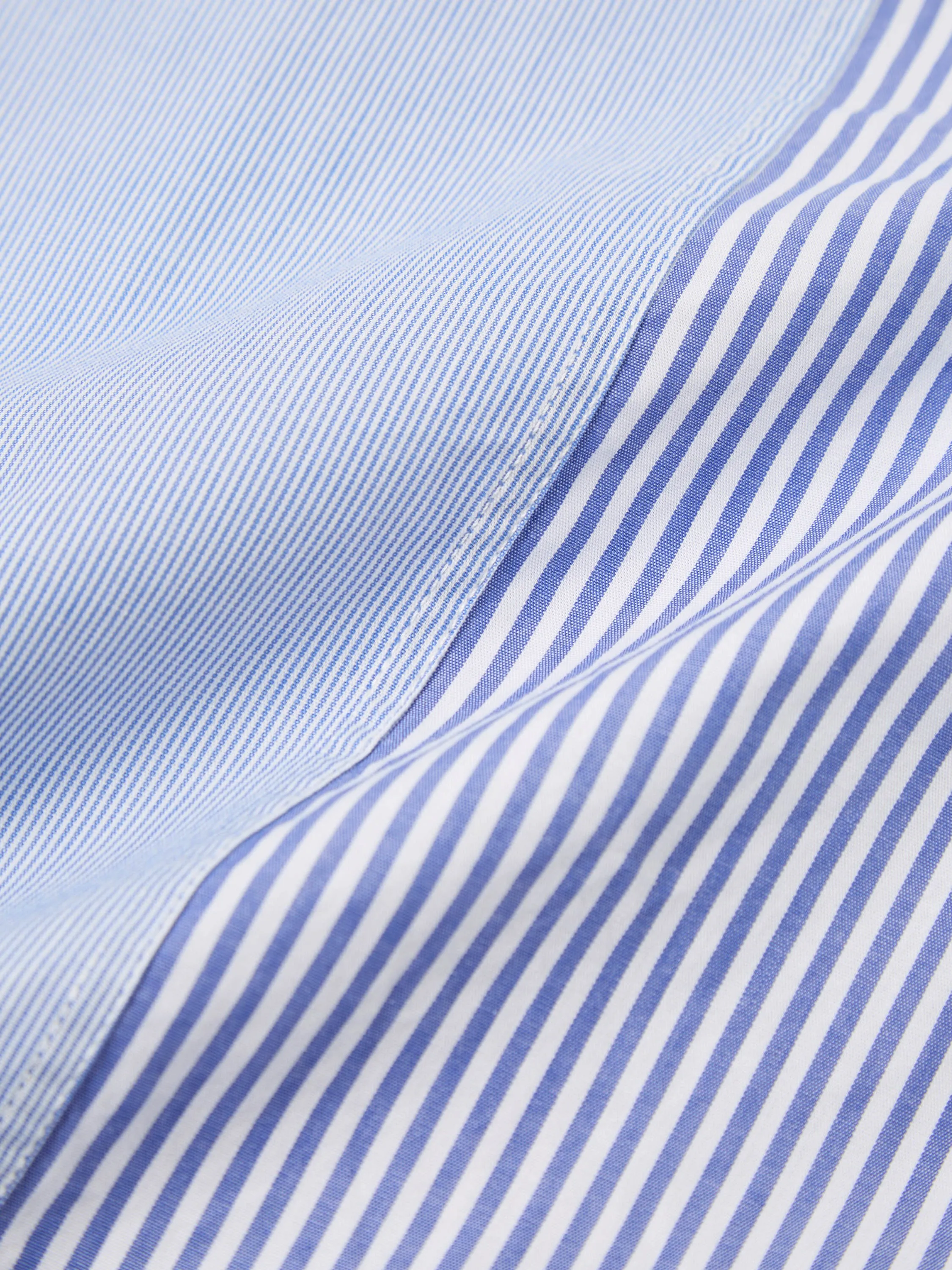 Universal Works Border Panel Shirt in Blue/White Classic Principe Mix