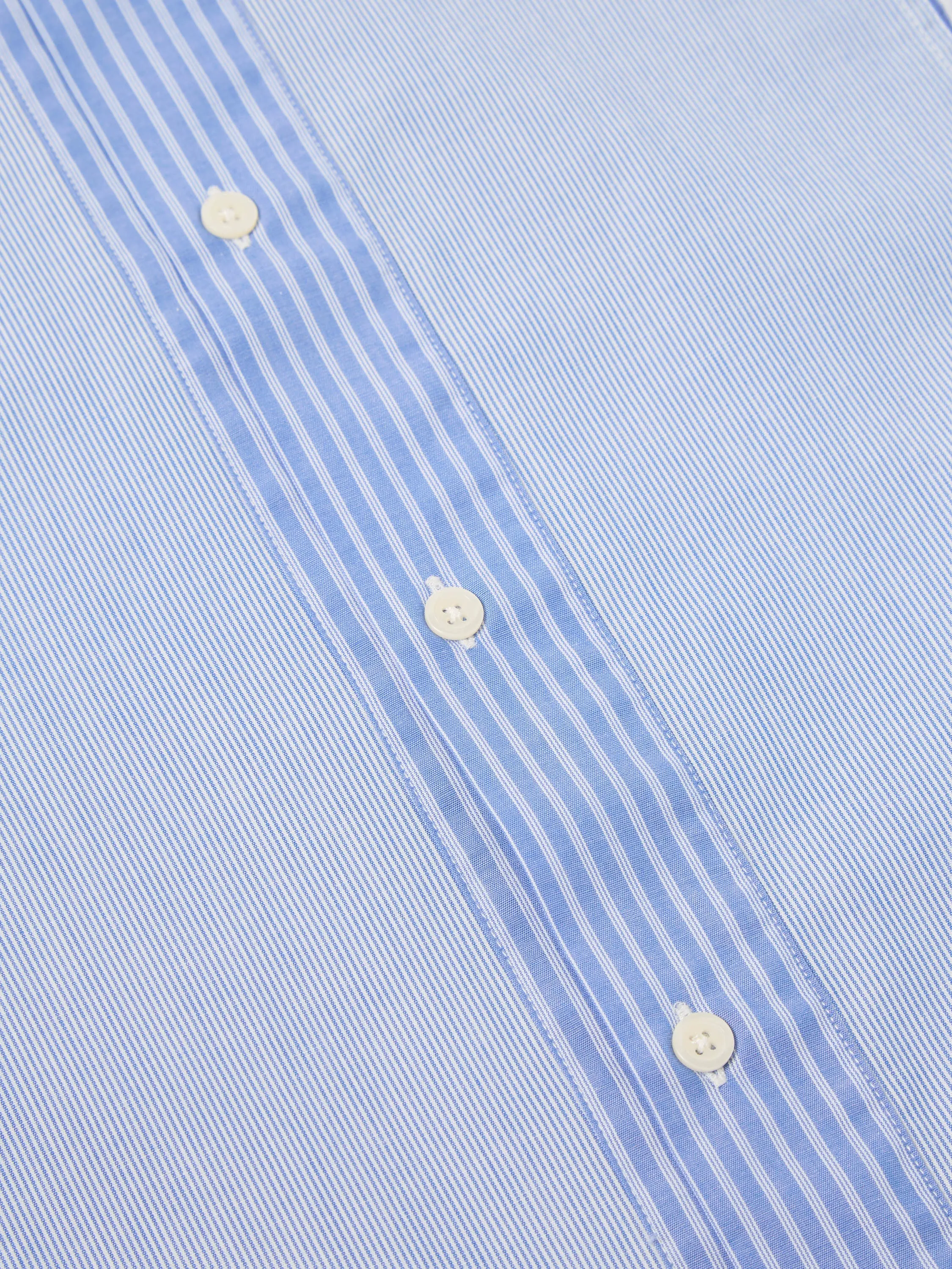 Universal Works Border Panel Shirt in Blue/White Classic Principe Mix