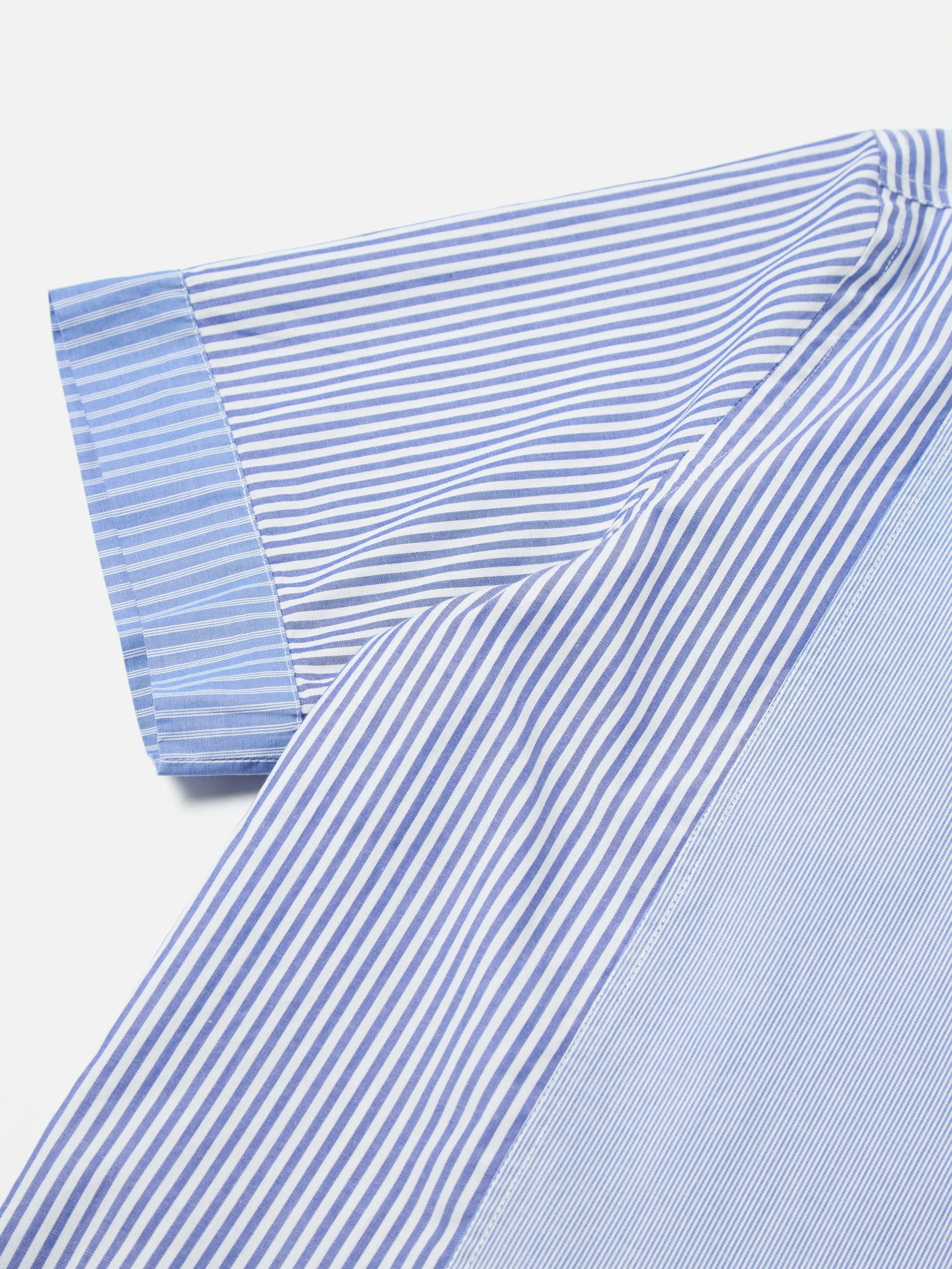 Universal Works Border Panel Shirt in Blue/White Classic Principe Mix