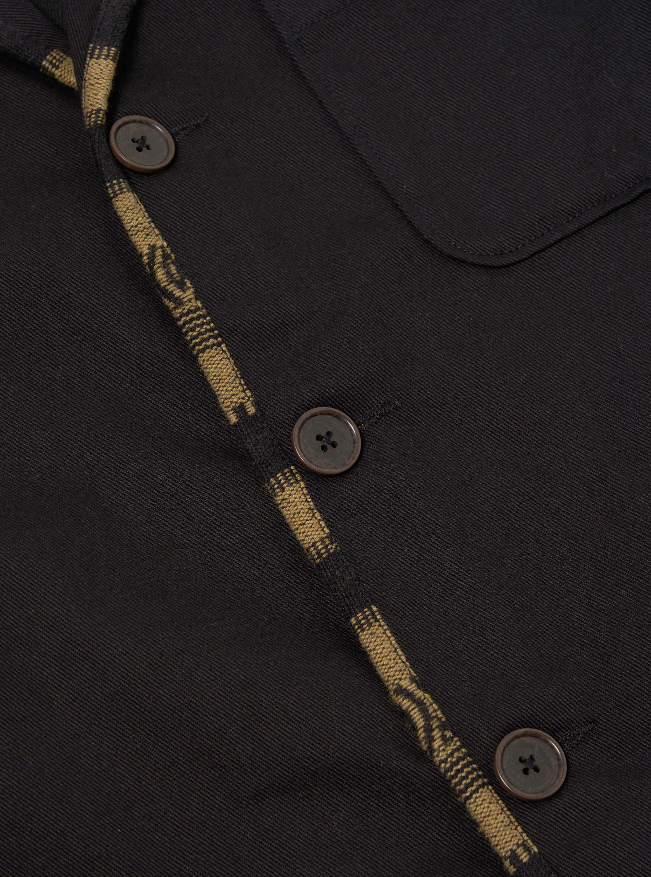 Universal Works Bound Blazer in Black Works Twill Blanket Stripe